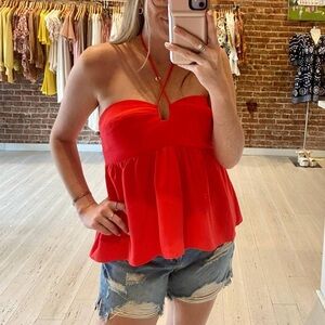 Amanda Uprichard Cross Tie Neck Top